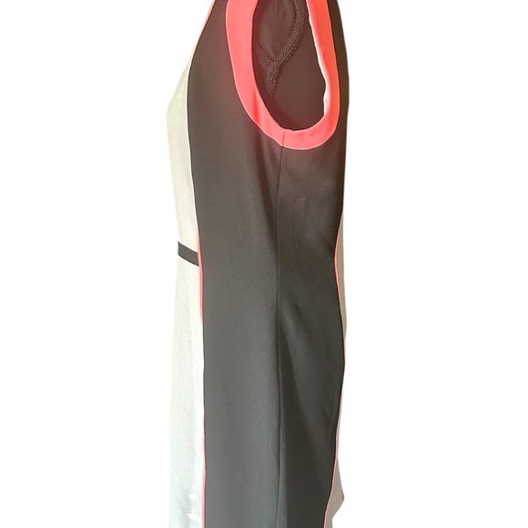 Tahari Black, White and Coral Color Block Cap Sleeve Dress Size 8 - Picture 4 of 9